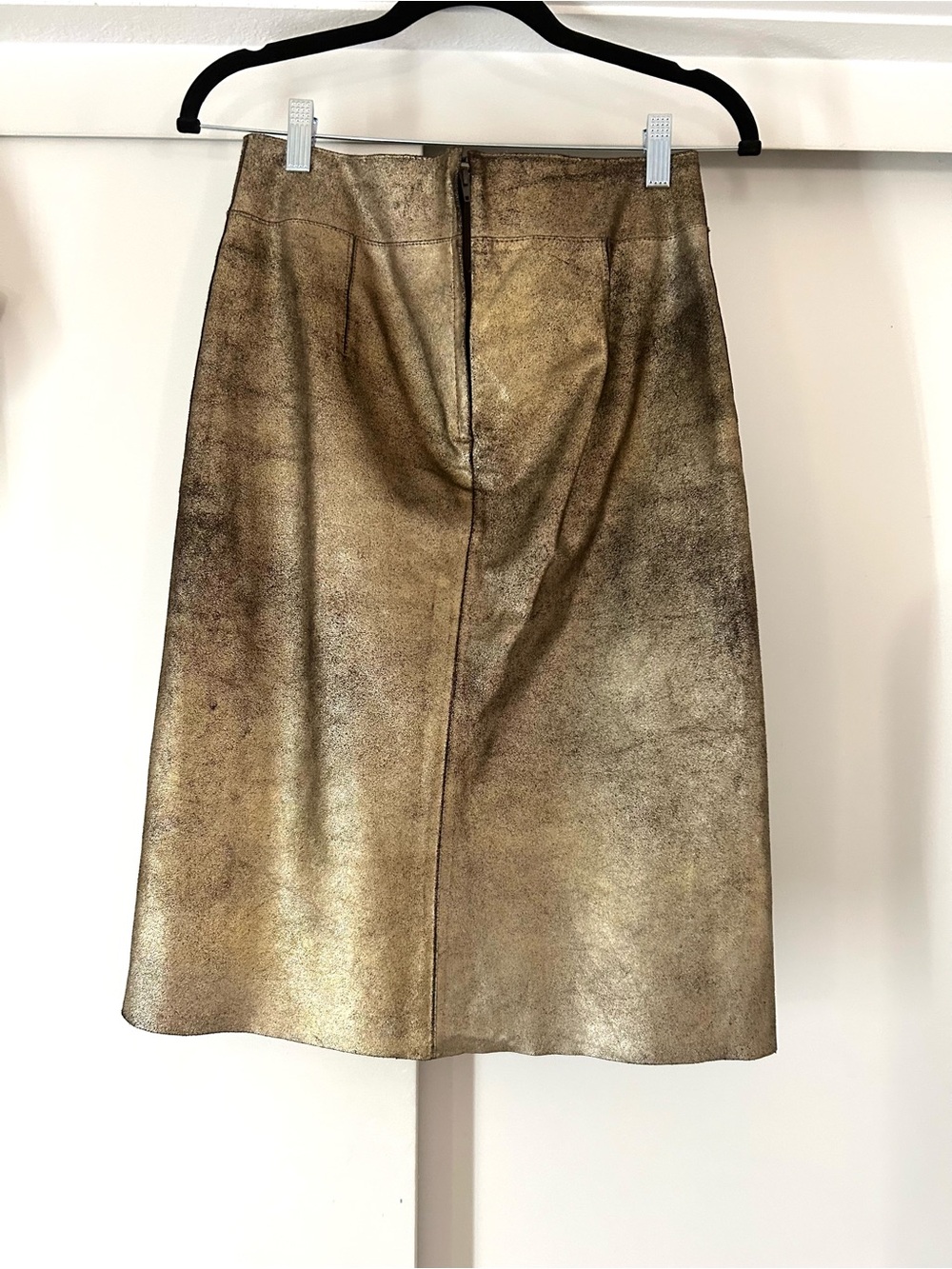 BCBGMaxAzria RARE Distressed Metallic Gold/black A-Line Skirt - Picture 3 of 12
